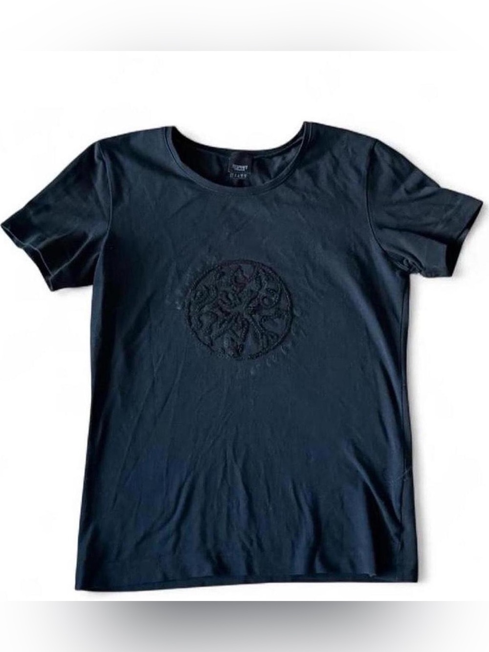 Esprit Black Short-Sleeve Tshirt with Beaded Medallion